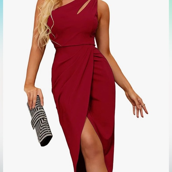 Zalalus Women's Sexy One Shoulder Bodycon Formal Summer  Dress red size small - Picture 1 of 7